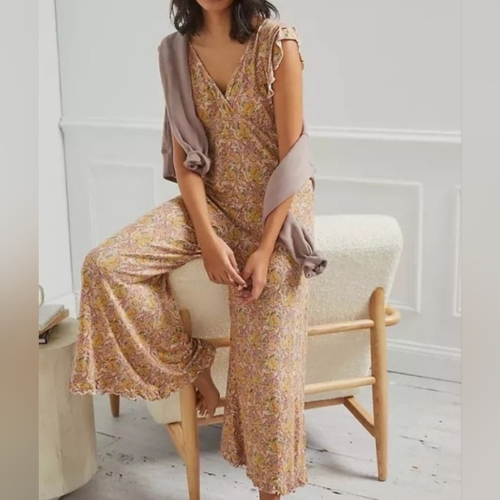 Anthropologie Matilda Ruffled Jumpsuit - Bohemian Chic - Wide Leg - Size M